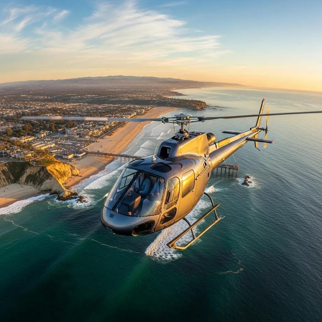 Helicopter tour providing aerial views of Orange County coastline