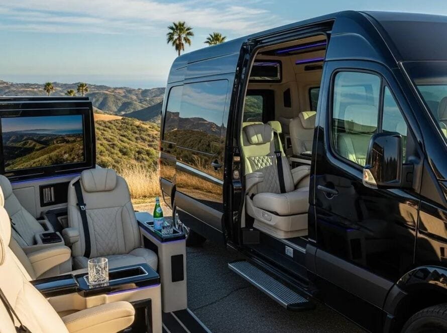 Luxurious executive van in Orange County highlighting comfort and group transportation benefits