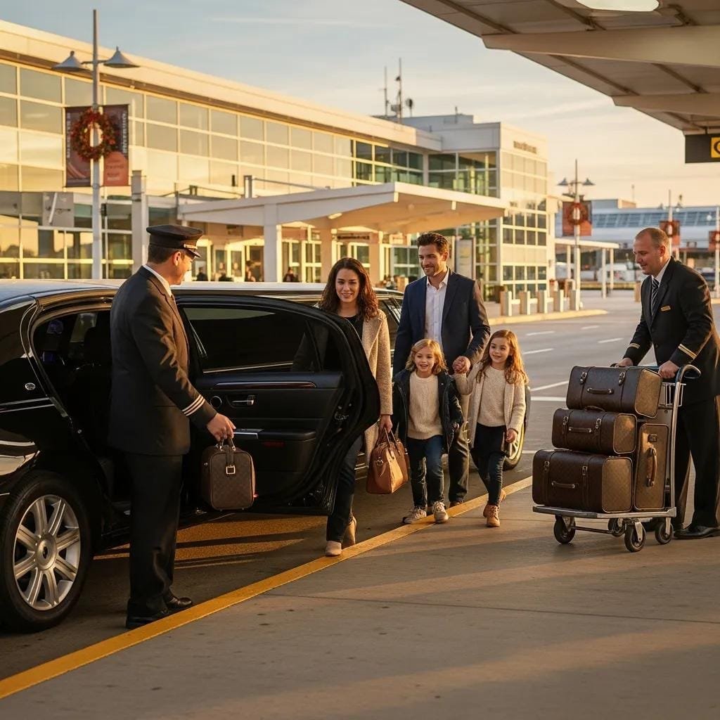 Family enjoying a stress-free LAX limo transfer with a professional chauffeur