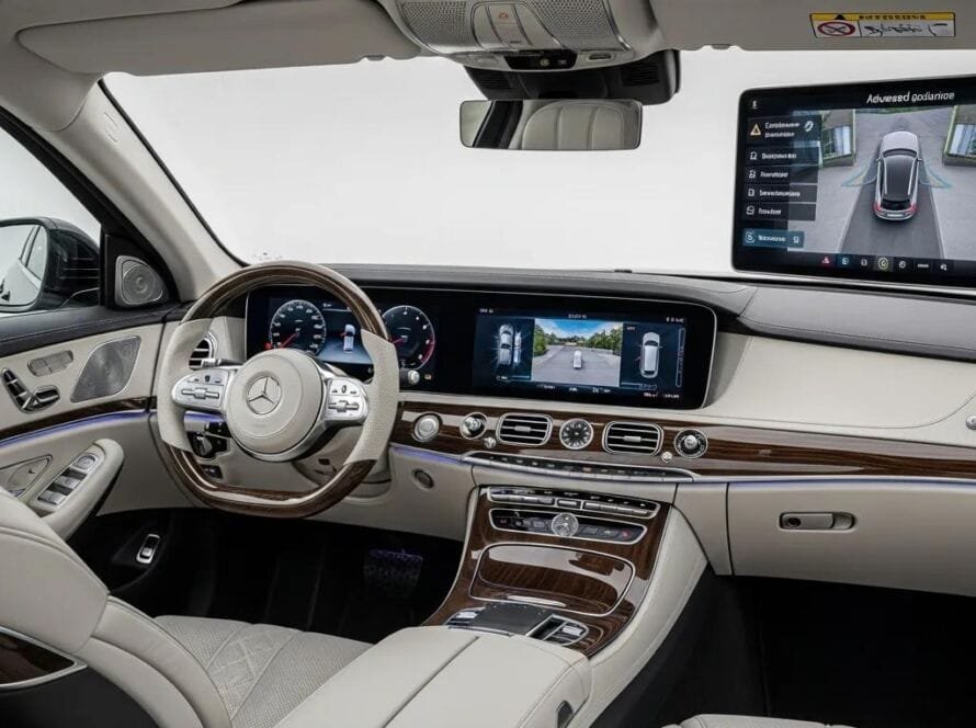 Luxurious premium car interior highlighting advanced safety features and comfort
