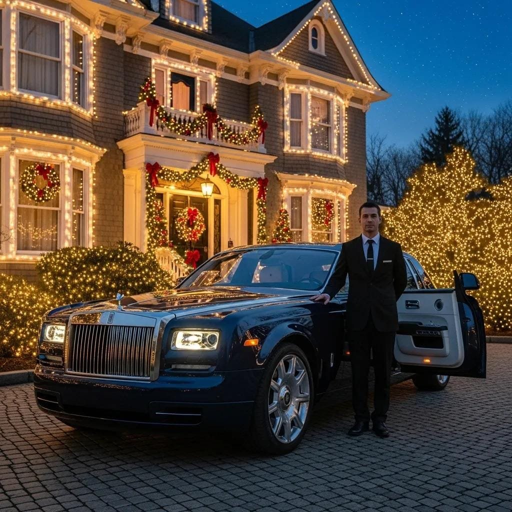 Luxury car service for holiday light tours in a festive setting