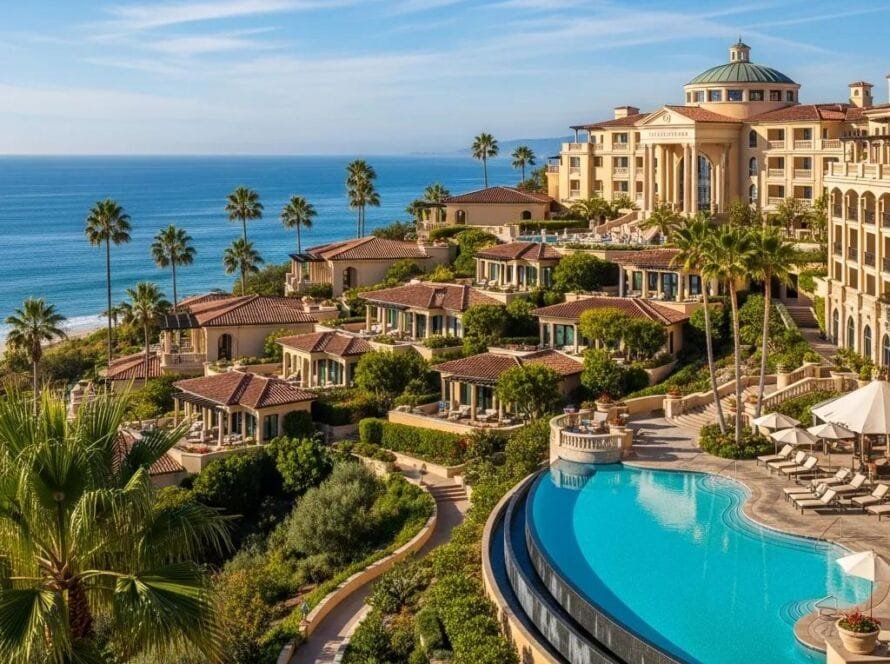 Luxury hotel in Orange County with ocean view and elegant architecture