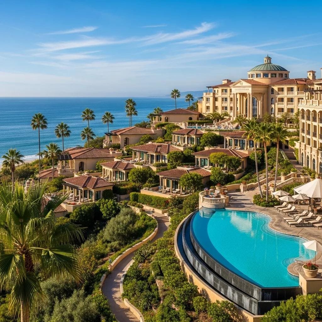 Luxury hotel in Orange County with ocean view and elegant architecture
